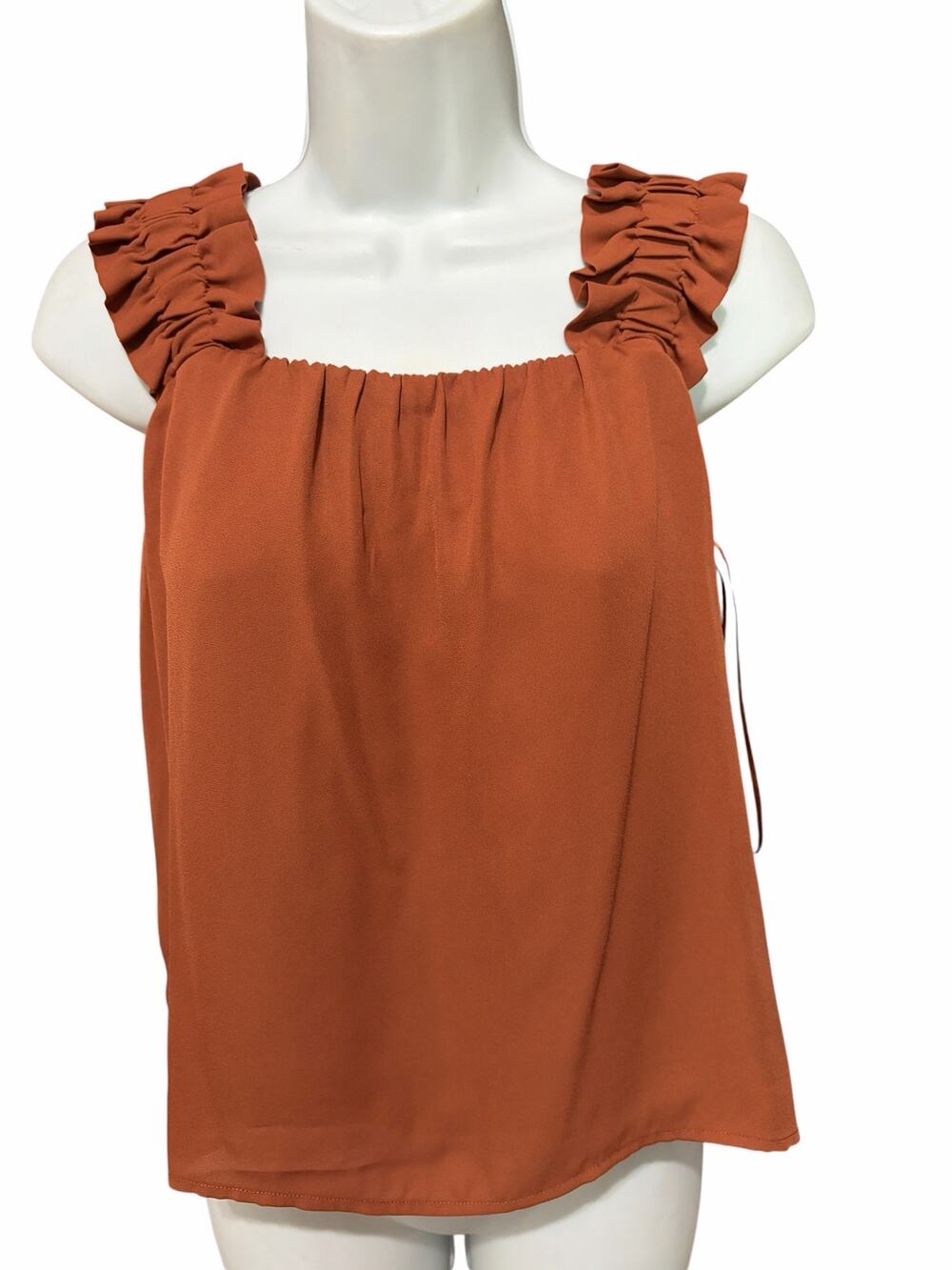 Melrose and Market Rust Ruffle Strap Tank Top Size Small NWT Square Neck